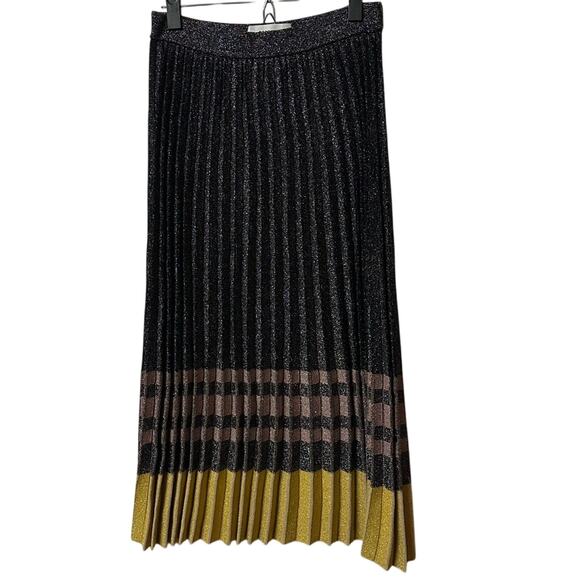 Derek Lam 10 Crosby Pleated Lurex Metallic Skirt Size Small Pleated Midi $495 - Picture 5 of 13